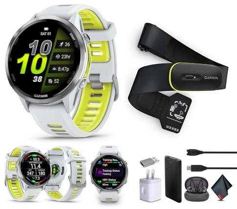 Garmin Forerunner 970 Smartwatch (Amp Yellow) + Access 600 M-XL Bundle | Per corsa, allenamento e salute | Uomo e donna | Orologio fitness GPS | Include Access 600 Fitness Monitor M-XL + altro