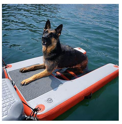WAHHWF rampa de Agua para Perros Rampa Inflable para Perros con Espuma EVA Antideslizante, Escalera Flotante para Perros Grandes (hasta 104 kg), Ideal para Barcos, Lagos y Yates.(Red)