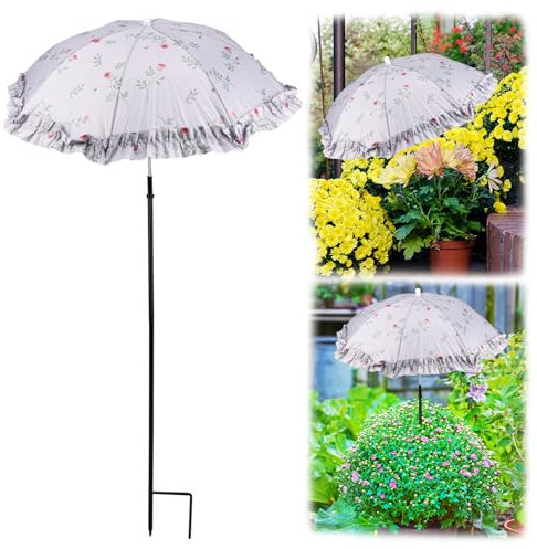 lasuroa 3 Sets Pflanzenschirme für Pflanzen im Freien, Sonnenschutzschirm Schützt Pflanzen Vor Praller Sonne Schirm Topfpflanzen Verstellbarer Gartenschirm für Topfpflanzenbeete (Blumenstil)