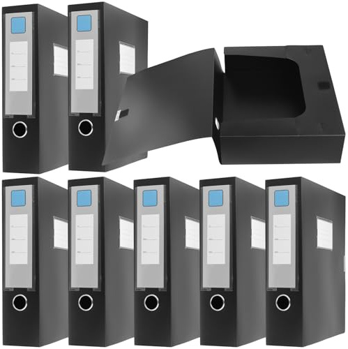 SYUTBOU 8 Stück Ordner Box A4, 31 x 23,6 x 7,5cm Schwarz Sammelbox, Faltbar 700 Blatt Kapazität Dokumentenbox Archivbox Aktenboxen A4