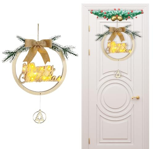 Letrero para puerta de Feliz Navidad – Cartel de bienvenida navideña para casa | Etiquetas de madera para interior de Feliz Navidad para puerta de , restaurante, porche