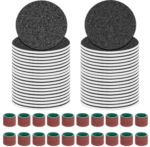 AOOSA 60 Pcs Foot File Replacement Pads for Electric Callus Remover, 40 Round Pedicure Sanding Discs(80#/120#) + 20 Nail Files, Replaceable Sandpaper Discs for Pedicure, Dead Skin, Manicure