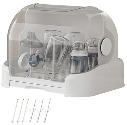 Große Babyflaschen Organizer, Babyflaschen Aufbewahrungsbox Mit Abnehmbarer Tropfschale Und Staubdichte Abdeckung, Babyflaschenspeicherbox Für Arbeitsplatte Und Die Lagerung Des Küchenschranks