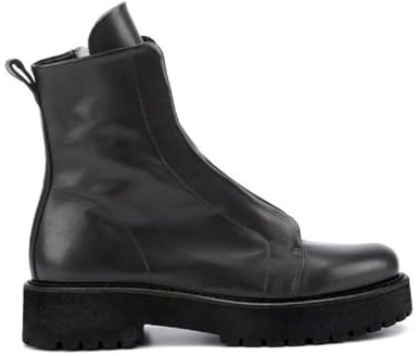 Patrizia Bonfanti Stivaletti Donna Kuni in Pelle Nera con Zip Laterale e Suola in Gomma, Nero