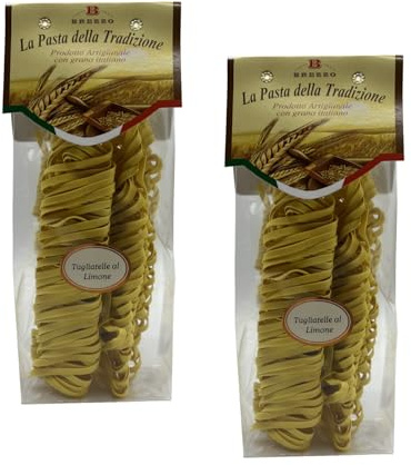 Brezzo | Tagliatelle Artigianali al Limone | Pasta Lunga Tradizionale Grano Italiano - 2 x 250 Gr