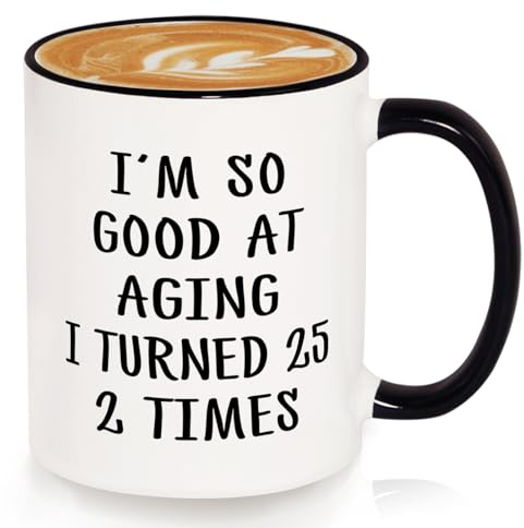 GoMelley 50th Birthday Gifts for Women Men, Funny Turned 25 2 Times Mug
