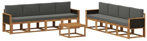vidaXL Outdoor-Sofagarnitur mit Kissen 7 pcs Natur und Anthrazit, Moderner Garten-Sofaset, stilvolle Sitzgelegenheit, Akazie Holz Möbel, bequemer Lounge, wetterfest