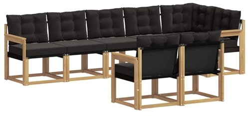 vidaXL Outdoor-Sofagarnitur mit Kissen 8 pcs Weiß und Schwarz, Garten Loungemöbel, modernes Ecksofa, robust Sitzgruppe, Terrassenmöbel für Komfort