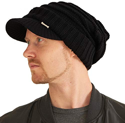 CHARM Mütze Schirm Visor Wintermütze - Herren Schildmütze Beanie Damen Schirmmütze Strick Mit Schild Schwarz