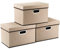 Prandom Cubes de rangement pliables en tissu de jute avec couvercles pour chambre à coucher, placard, bureau, pépinière (38 x 25 x 25 cm), moyen (3 paquets)