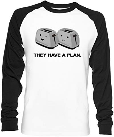 Toaster Unisex Baseball T-Shirt Langarm Herren Damen Weiß Schwarz