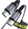 JSAUX 240W USB C auf USB C Kabel 3M, Typ C Ladekabel PD 5A Typ C Schnellladung kompatibel für iPhone 16/16 Pro, MacBook Pro 2023/Air, iPad Air, Samsung Galaxy S23 S22 S21 S20, Pixel 7, Grau