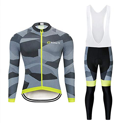 Moxilyn Radtrikot Herren LangarmAnzüge Radtrikot Set Radfahren Kleidung Winddicht Langärmliges Fahrradtrikot Hose mit 9D Gel Sitzpolster Sport & Freizeit MTB Radtrikot für Herbst