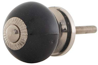 Knober Möbelknöpf klein Keramik Porzellan Vintage Landhausstil Shabby-Chic 31mm Knauf Türgriff (Schwarz Silber)