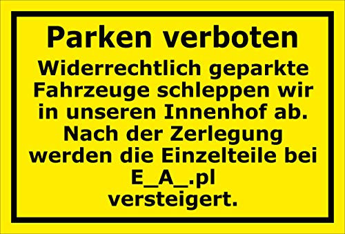 MelisFun Parken verboten – Einzelteile versteigert - lustiges Schild Geschenk-Idee Scherz-Artikel