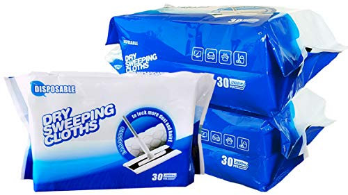 KMAKII Dry Sweeping Cloths,Dry Floor Wipes,Flash Speed mop Dry Pads Refills,Disposable Floor Cloths,Floor Cleaner, Trap and Lock Away Dust,White, 180 Count,30cm x 22cm