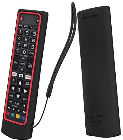 Protective LG Remote Case - Compatible with LG Remote AKB73715601/AKB75095308/AKB74915324/AKB75095307, Shockproof Anti-Scratch Silicone Cover, Fit Like a Glove (Black Red)