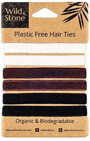 Wild & Stone Organic Cotton Hair Ties, 6-Pack, No-Metal Ponytail Holder