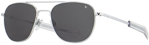 AO Original Pilot Sunglasses - Silver - True Color Gray SkyMaster Glass Lenses - Bayonet Temple - 55-20-140