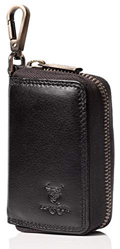 MATADOR Schlüssel-Anhänger Leder Key Organizer Herren Schlüssel-Etui Auto-Schlüssel Damen Holder (Schwarz)