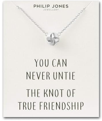 Philip Jones Silver Plated Love Knot Necklace with Quote Card