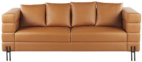 Beliani Sofa Kunstleder braun 3-Sitzer Metallbeine moderner Stil Granna