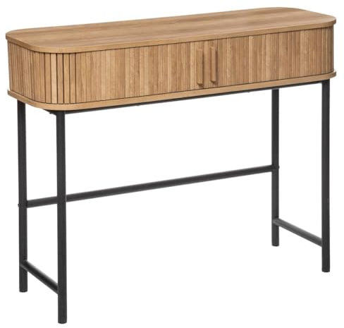 Atmosphera Créateur d'Intérieur - Console Colva 2 Portes Effet Chêne - Meuble de Rangement 3 Cases pour Entrée, Salon, Bureau- L100 x H80,5cm