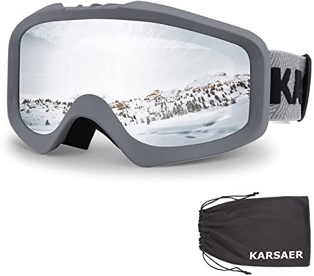 Karsaer Unisex Skibrille Damen und Herren, OTG 100% UV-Schutz Anti-Fog Snowboardbrille Ski Goggles für Brillenträger Helmkompatible Schneebrille,Snowboard Brille für Jungen und Mädchen K7012