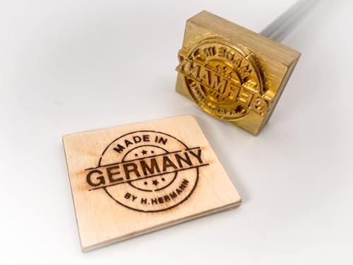 Dein Brandstempel elektrischer Schriftzug im Motiv Made in Germany für Holz, Leder, Pappe - personalisiertes Brandeisen, individueller Brennstempel in 40 x 33 mm