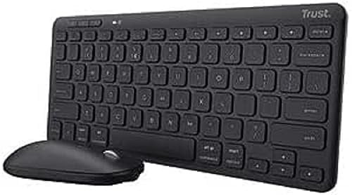 Trust Lyra Pack Clavier et Souris sans Fil Bluetooth, AZERTY Français, 84% Plastique Recyclé, Mini Clavier Rechargeable pour PC, Ordinateur Portable, Mac, Tablet, iPad, Android, iOS - Noir