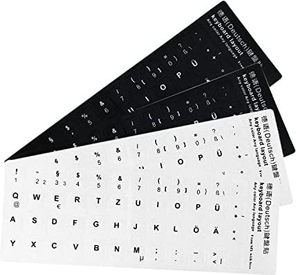 4 Stück Deutsche Tastaturaufkleber Mit Weißen Buchstaben - Geeignet Für Jede Standard-, Laptop- Und Apple-Tastatur