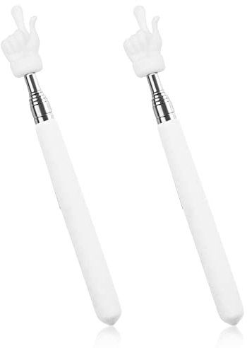 2 Pcs Teleskopischer Zeigfinger für Lehrer, Einziehbarer Handzeiger Lehrer Zeiger für Klassenzimmer, Kleiner ausziehbarer Zeigerfinger Zeigestock Grundschule Kindergarten Lehrerzubehör (Weiß)