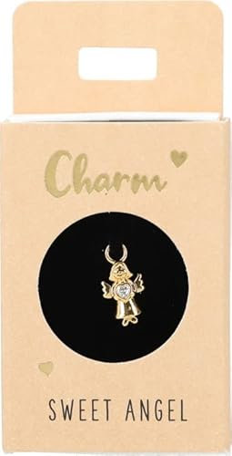Depesche 11834-036 Charm Engel, vergoldeter Anhänger für Halsketten, Armband und Ohrringe, ideal als kleines Geschenk