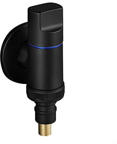 SPORTARC Waschmaschinen-Wasserhahn, Messing, Wasserstopp, Schnellöffnung, Winkelventil, Schwarz
