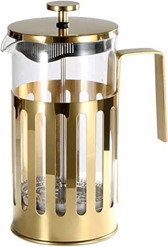Multifunktions-French-Press-Kaffeemaschine mit 3-Stufen-Filter, hitzebeständiger Borosilikat-Edelstahl-Kaffeepresser, Gold