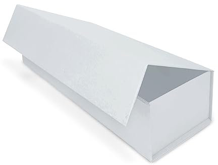 Verpackungswelt Geschenk-Box mit Deckel | 35 x 12 x 12 cm | Geschenk-Karton mit Magnet-Verschluss | Perfekt für Geburtstag, Hochzeit, Weihnachten, Geburt | Geschenk-Verpackung in Weiß