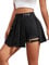 GORGLITTER Damen Hosenrock Kurze Hose Culottes Hosen Casual Minirock Asymmetrisch Röcke mit Schnalle Schwarz M