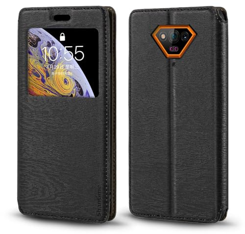 Window Leather Case for Hammer Iron V - Black | 5.52 Elegant Viewable Window Design Clear Display Invisible Magnetic Cover with Card Slot and Kickstand
