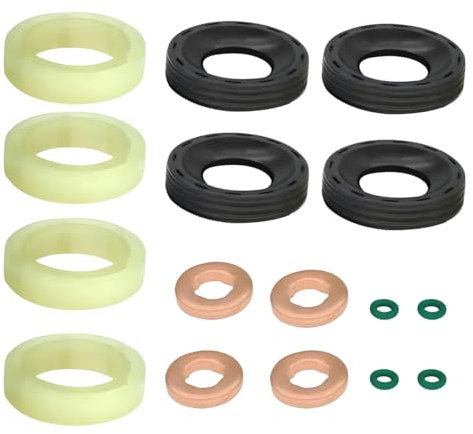 CGEAMDY Diesel-Einspritzdüsen-O-Ringe-Kit, Diesel-Einspritzdüsen-Dichtungen Unterlegscheiben-Kit, Diesel-Einspritzdüsen-Dichtungssatz O-Ring-Dichtung Schutzring-Kit