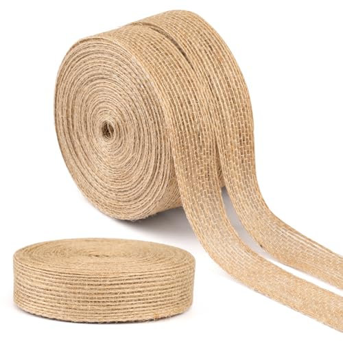 30 Meter Burlap Band, 2cm Breit Juteband, Weich Sackleinen Band, Vintage-Juteband, Vintage Geschenkband für DIY, Handwerk, Hochzeitdeko usw.(10M/Rollen)