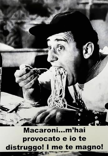 KUSTOM ART Wand- oder Tischbild Serie Große italienische Schauspieler Alberto Gehörlos Ein Amerikaner in Rom Spaghetti Druck auf Holz 30 x 21 cm.