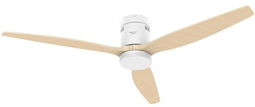 Taurus - Polar 3B Ventilador de Techo con Mando a Distancia | 30 W | Madera Natural | Madera Clara | Ultra silencioso | 3 Aspas 132 de Diámetro | Función Verano-Invierno | Temporizador | LED
