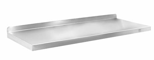 METRO Professional Wandregal GWMS4160, Edelstahl Küchenregal, 100 kg Traglast, mit Montage - Kit, 160 x 40 x 8 cm, Silber (140 x 40 x 8 cm)