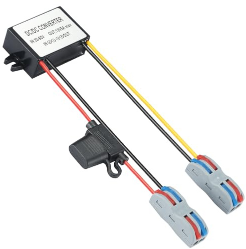 MZHOU Spannungswandler 20V-60V auf 12V 5A 60W Wasserdichter Buck Konverter | DC 24V/36V/48V auf 12V Spannungs-stabilisator Spannungs-begrenzer Leistungsregler mit kabelklemmen
