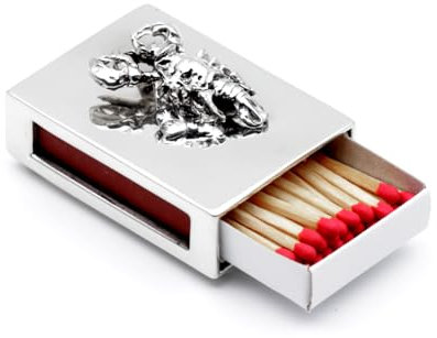 Brillibrum Design Edle Zinn Streichholz-Box mit dekorativer Figur Streichholzschachtel aus Metall mit Zündhölzer (Krebs, Ohne Gravur)