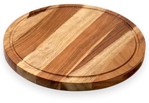 Vesta Homes Planche à découper ronde en bois d'acacia naturel, 38 x 38 x 2,5 cm, fabriquée à la main en Inde