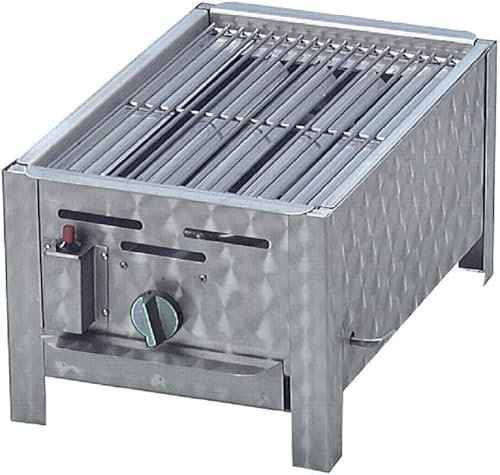 BSR-Grillen Profi Gastrobräter Gasbräter Gasgrill 4,5 KW mit Edelstahl-Grillrost, 1-flammig, Piezo Zünder, 1 x Gasregler stufenlos, Abtropfblech, Brennerabdeckung, Gasschlauch, Druckminderer