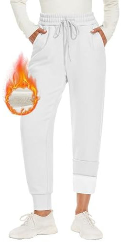 CAMPSNAIL Warme Jogginghose Damen Gefütterte mit 2 Taschen Kordelzug Winter Fleece High Waist Lange Sportleggins Trainingshose Freizeithose Sweathose XXL