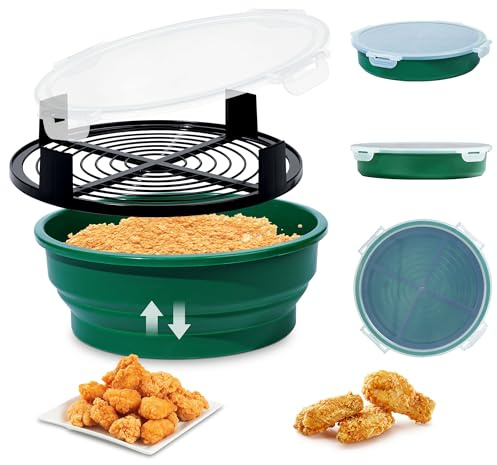 Collapsible Batter Bowl - Breading Bowl Shaker with Lid , Olive Green