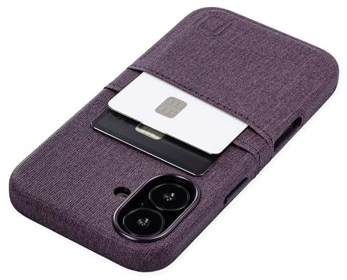 Dockem Card Case for iPhone 16 with Built-in Metal Plate for Magnetic Mounting & Wallet with 2 Holder Slots: M2 Luxe Canvas-Style Synthetic Leather (Burgundy)